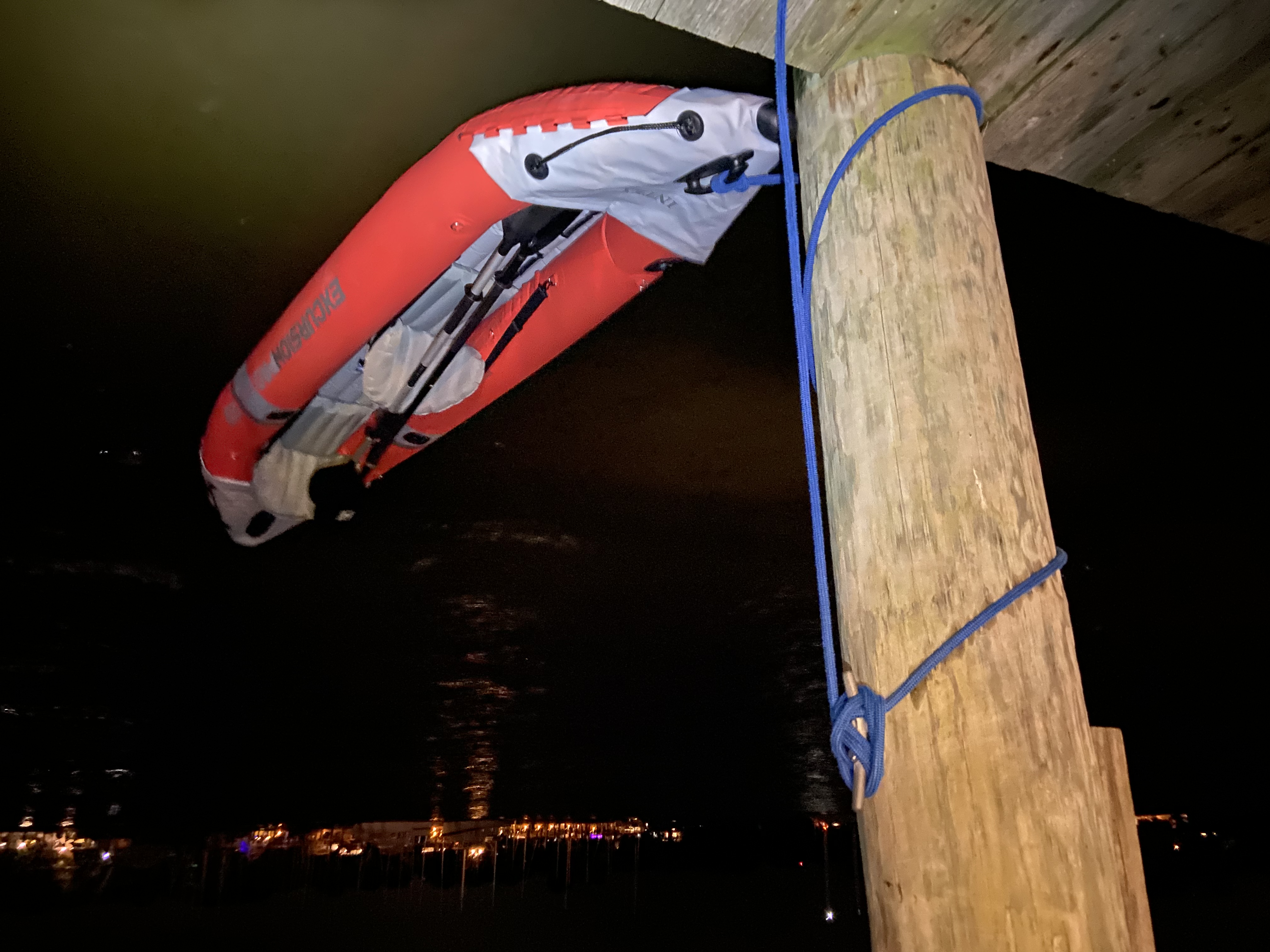 The Kayak docked at the restaurant