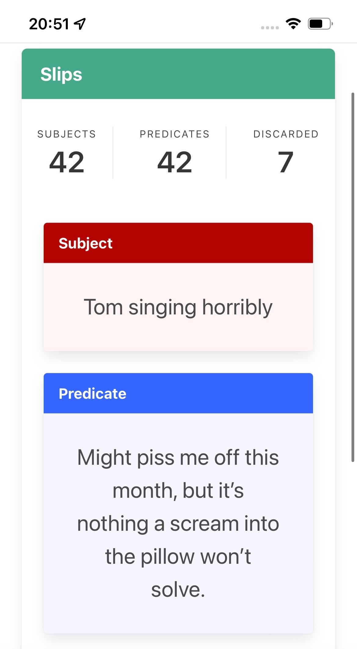 Fears of Tom's singing